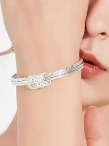 MYKI Women Silver-Toned Silver-Plated Kada Bracelet