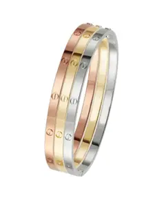 MYKI Women Set Of 3 Cubic Zirconia Rose Gold-Plated Kada Bracelet