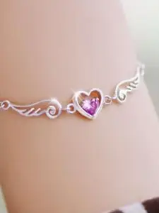 MYKI Women Silver-Plated Cubic Zirconia Link Bracelet