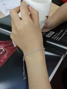 MYKI Women Silver-Plated Cubic Zirconia Charm Bracelet