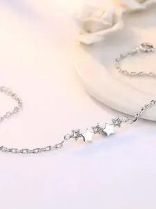 MYKI Women Silver-Plated Cubic Zirconia Link Bracelet