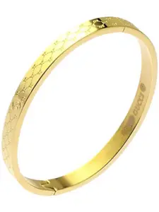 MYKI Women Gold-Toned Cubic Zirconia Gold-Plated Kada Bracelet