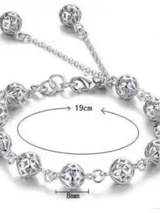 MYKI Women Silver-Plated Cubic Zirconia Link Bracelet