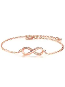 MYKI Women Rose Gold-Plated Cubic Zirconia Wraparound Bracelet