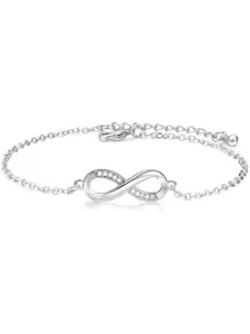 MYKI Women Silver-Plated Cubic Zirconia Infinity Love Link Bracelet