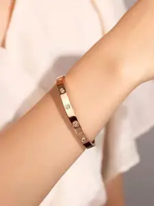 MYKI Women Rose Gold-Plated Cubic Zirconia Kada Bracelet