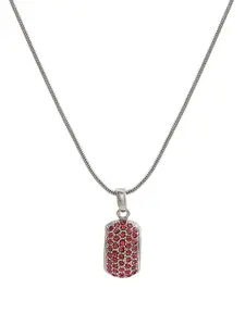 Estele Rhodium-Plated Crystal-Studded Pendant With Chain