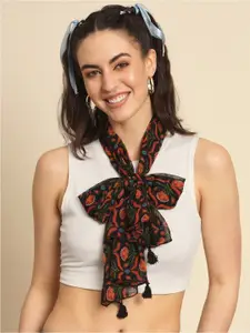 Trend Arrest Women Printed Scarf With Tassels