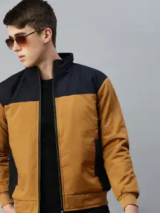 VOXATI Colourblocked Mock Collar Bomber Jacket