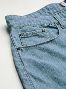 Bene Kleed Men Pure Cotton Loose Crop Cargo Jeans