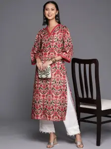 Varanga Floral Printed Flared Sleeves Sequinned Kurta