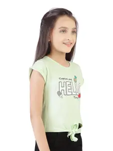 Tiny Girl Girls Typography Printed Waist Tie-Ups Cotton Top