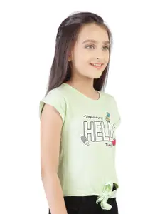 Tiny Girl Girls Typography Printed Waist Tie-Ups Cotton Top