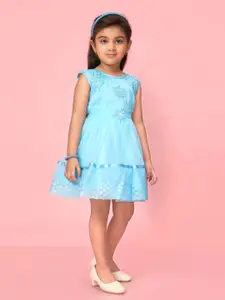 BAESD Girls Floral Embroidered Net Fit & Flare Dress