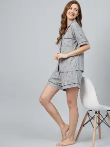 The Snug Studio Floral Printed Lapel Collar Shirt With Shorts