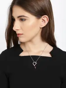 Yellow Chimes Crystals from Swarovski Collection Silver-Toned & Purple Pendant with Chain