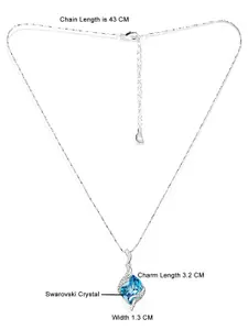 Yellow Chimes Crystals from Swarovski Collection Silver-Toned & Blue Pendant with Chain