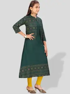 BAESD Girls Straight Cotton Kurta & Jacket