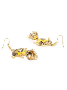 Priyaasi Yellow Gold-Plated Dome Shaped Jhumkas