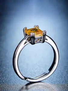 Jewels Galaxy Silver-Plated Crystal Studded Finger Ring