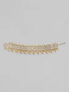 Peora Pair Of Gold-Plated Kundan Studded Anklets
