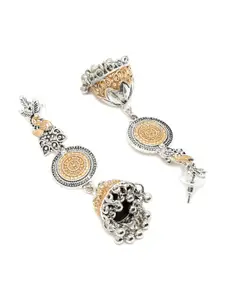 Sangria Silver-Plated Oxidixed Dome Shaped Jhumkas
