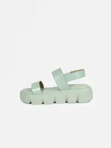 Lavie Two Strap Open Toe Flatform Heels With Backstrap