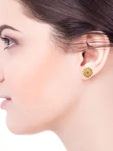 MEENAZ Gold-Plated Floral Studs Earrings