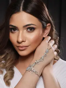 Saraf RS Jewellery Women Silver-Plated Brass Cubic Zirconia Ring Bracelet