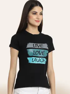 BAESD Typography Printed Round Neck Cotton T-shirt