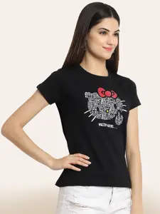 BAESD Typography Hello Kitty Printed Cotton T-Shirt