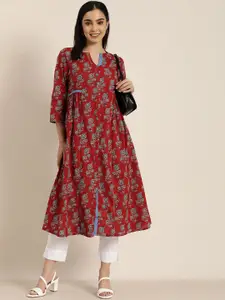 HERE&NOW Pure Cotton Floral Printed A-Line Kurta