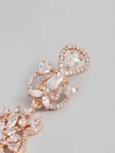 Estele Rose Gold-Plated Teardrop Shaped Drop Earrings