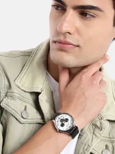 Sonata Men Leather Straps Analogue Multi Function Watch NR7140SL01