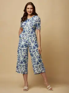 RAASSIO Printed Short Sleeves Basic Jumpsuit