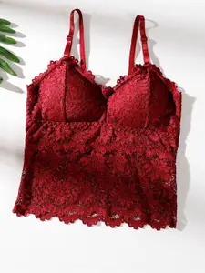PLUMBURY Seamless Floral Lace Medium Coverage Rapid-Dry All Day Comfort Bralette Bra
