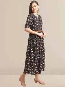 BAESD Floral Print A-Line Midi Dress