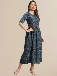 BAESD Ethnic Motifs Printed Fit & Flare Dress