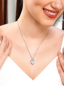 DressBerry Silver-Toned & White Brass Silver-Plated Necklace