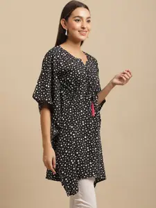BAESD Polka Dots Printed Extended Sleeves Kaftan Longline Top