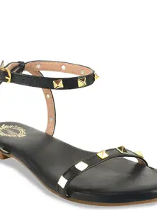 Shoetopia Ankle Loop Open Toe Flats With Buckles