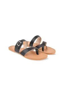 Shoetopia Buckled One Toe Flats