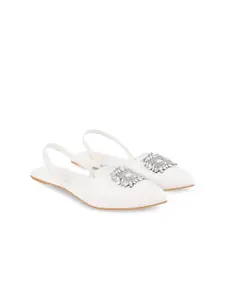 Shoetopia Stones Embellished Mules Flats