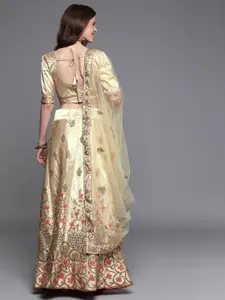 Sangria Floral Embroidered Semi-Stitched Lehenga Choli