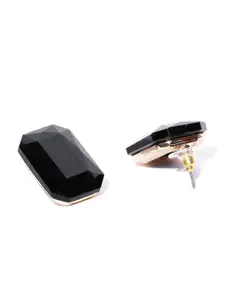 Crunchy Fashion Gold-Plated Crystal- Studded Square Stud Earrings