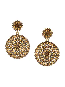 Crunchy Fashion Gold-Plated Kundan Drop Earrings