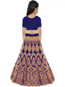 BAESD Girls Embroidered Thread Work Semi-Stitched Lehenga & Unstitched Blouse With Dupatta