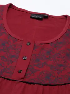 Kryptic Floral Printed Midi Pure Cotton Nightdress