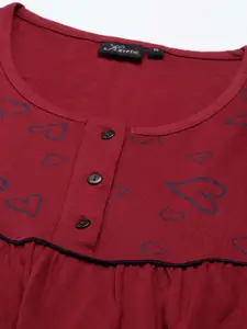 Kryptic Graphic Printed Maxi Pure Cotton Nightdress