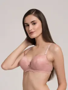 MAKCLAN Floral Medium Coverage Underwired Lightly Padded Bra